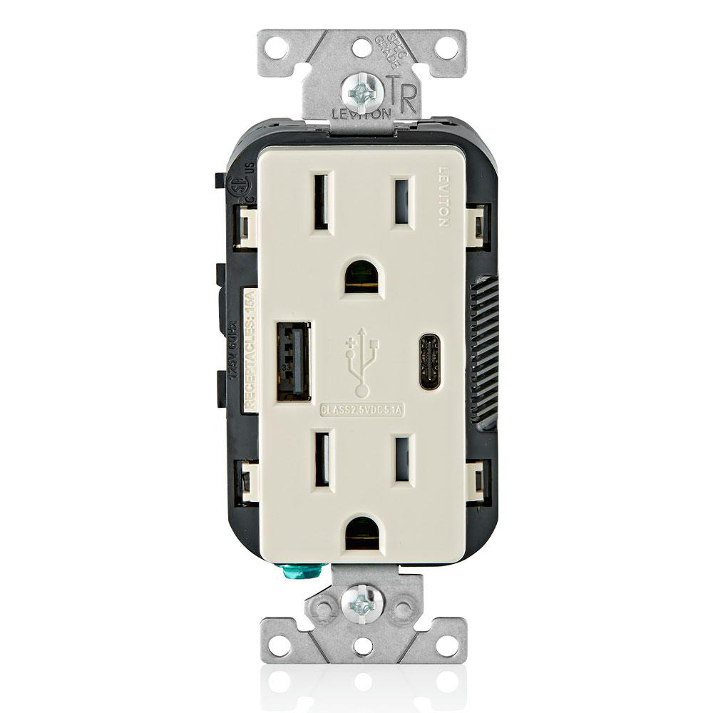 LEVITON T5633-T LA COMBDUP REC TYPE AC USBPT CHGR15A125V