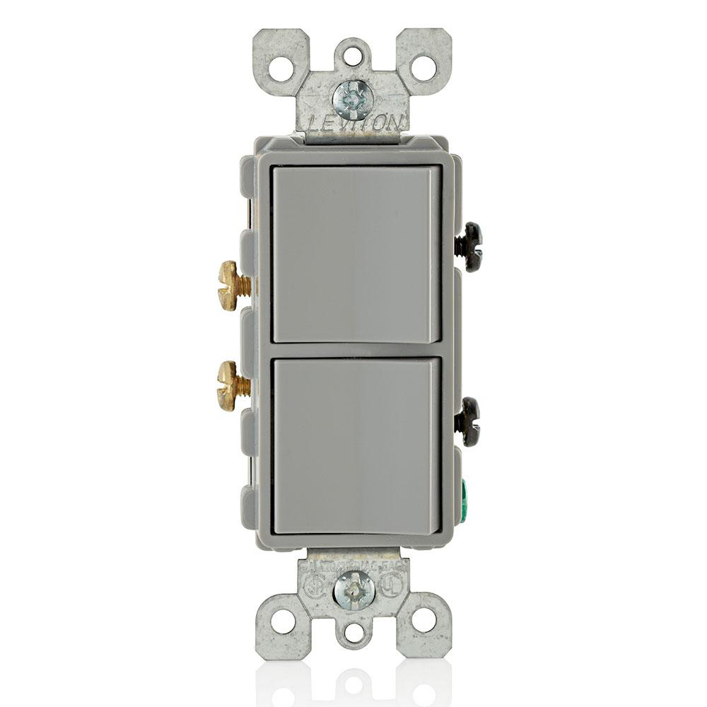 Product image for Switch combination 1-pole/1-pole AC 120/277V 15AMP gray
