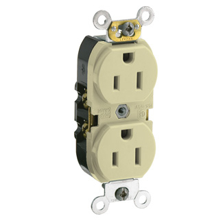 Product image for Receptacle straight duplex slim body 2P 3W 125V 15AMP Ivory