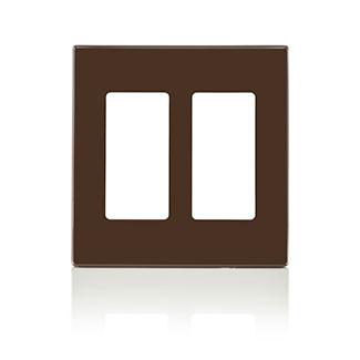 Product image for Wallplate screwless 2-gang polycarbonate mahogany