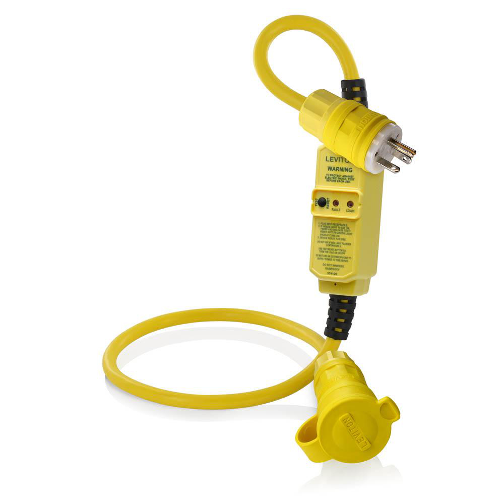 Product image for 20 Amp GFCI Cord Set, 3 Foot, Manual Reset
