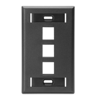 Product image for Wallplate ID window 1G 3port plastic black