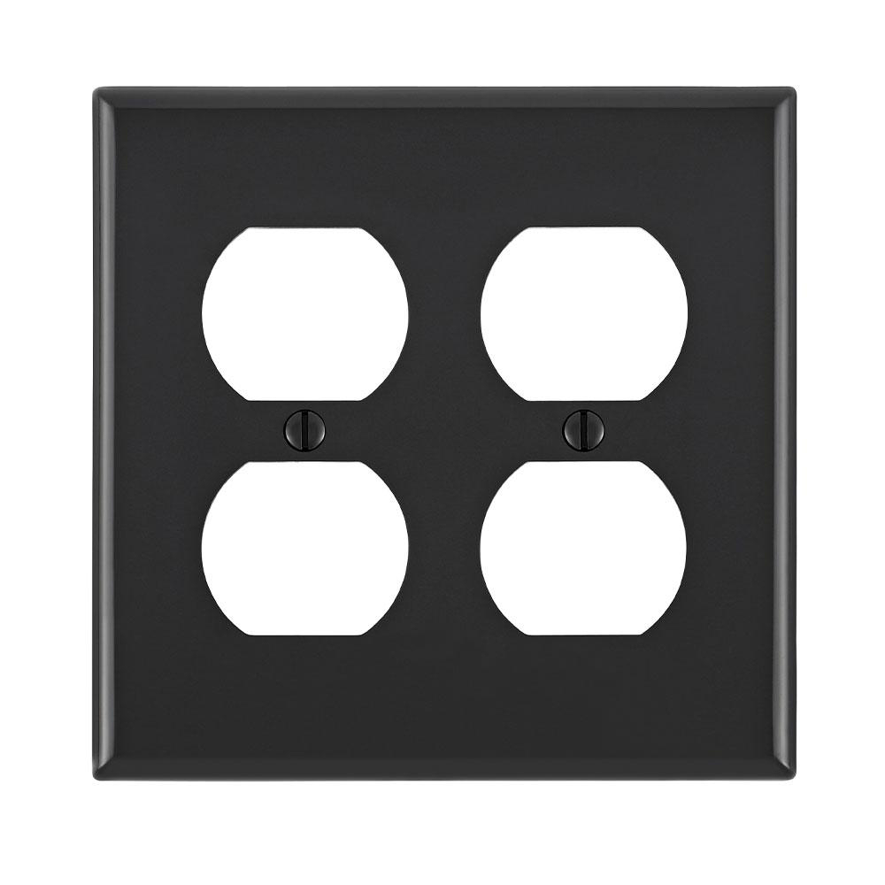 Product image for Cover plate 2 rec.duplex 2 gang black