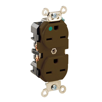 Product image for Receptacle straight 2P3W 250V 15A brown