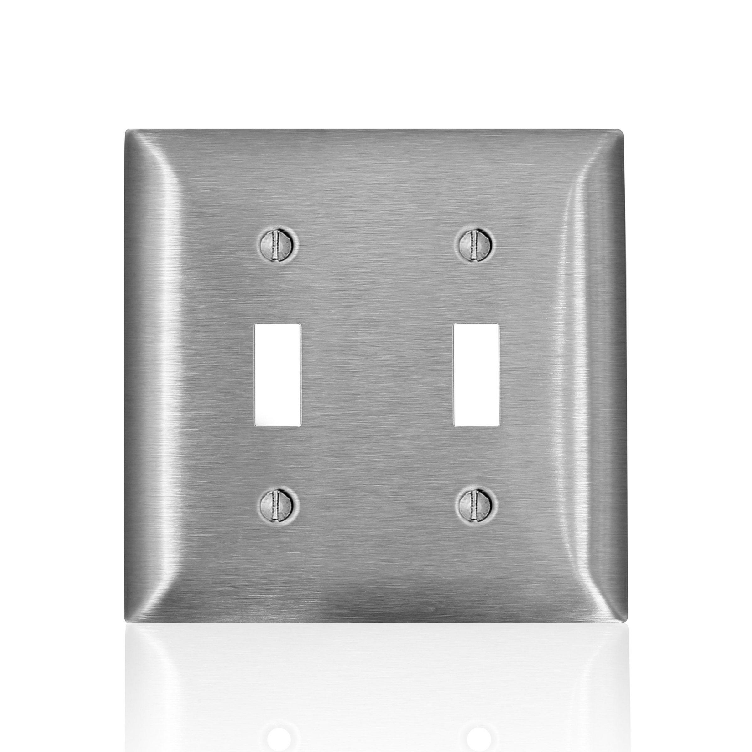 Product image for 2-Gang Toggle Switch Wallplate, Standard Size, Non-Magnetic Stainless Steel,