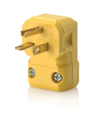 Product image for Plug angle 2P 3W 125V 20AMP yellow
