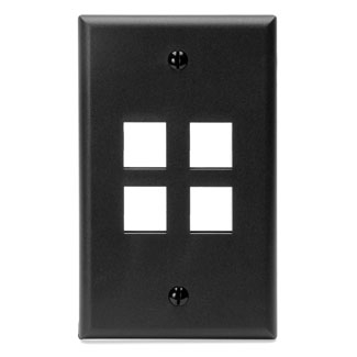 Product image for Wall plate 1G 4port plastic black quickport