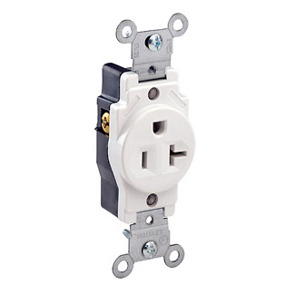 Product image for Receptacle straight single narrow body 2P 3W 125V 20AMP white