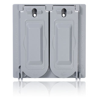 Product image for 2-Gang Weatherproof Cover, Aluminum, Gray