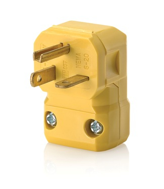 Product image for Plug angle 2P 3W 250V 20AMP yellow