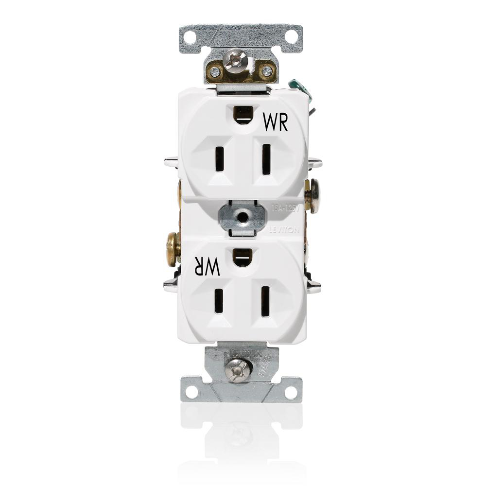 Product image for Receptacle straight duplex weather-resistant 2P 3W 125V 15AMP white