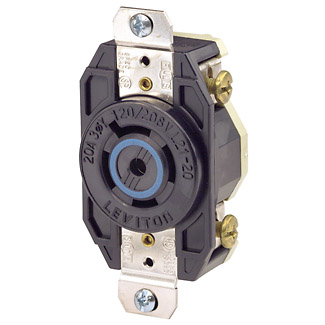 Product image for Receptacle locking flush 4P5W 120/208V 20A black