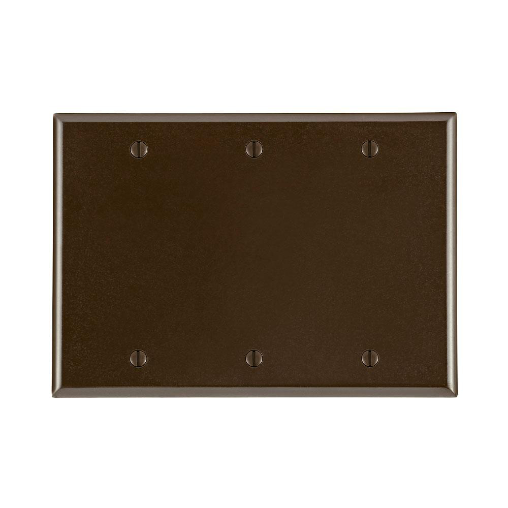 Product image for Wallplate standard 3-gang no device thermoset brown