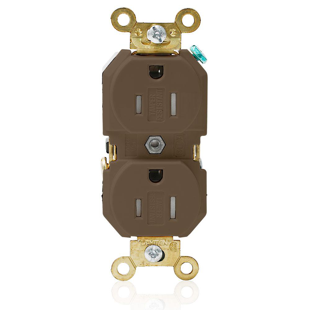 Product image for 15 Amp Duplex Receptacle/Outlet, Industrial Grade, Tamper-Resistant,