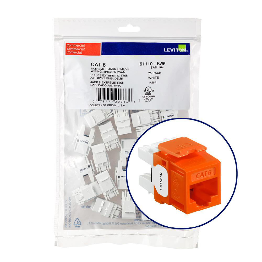 Product image for Connector CAT-6 component-rated UTP orange 25/bag