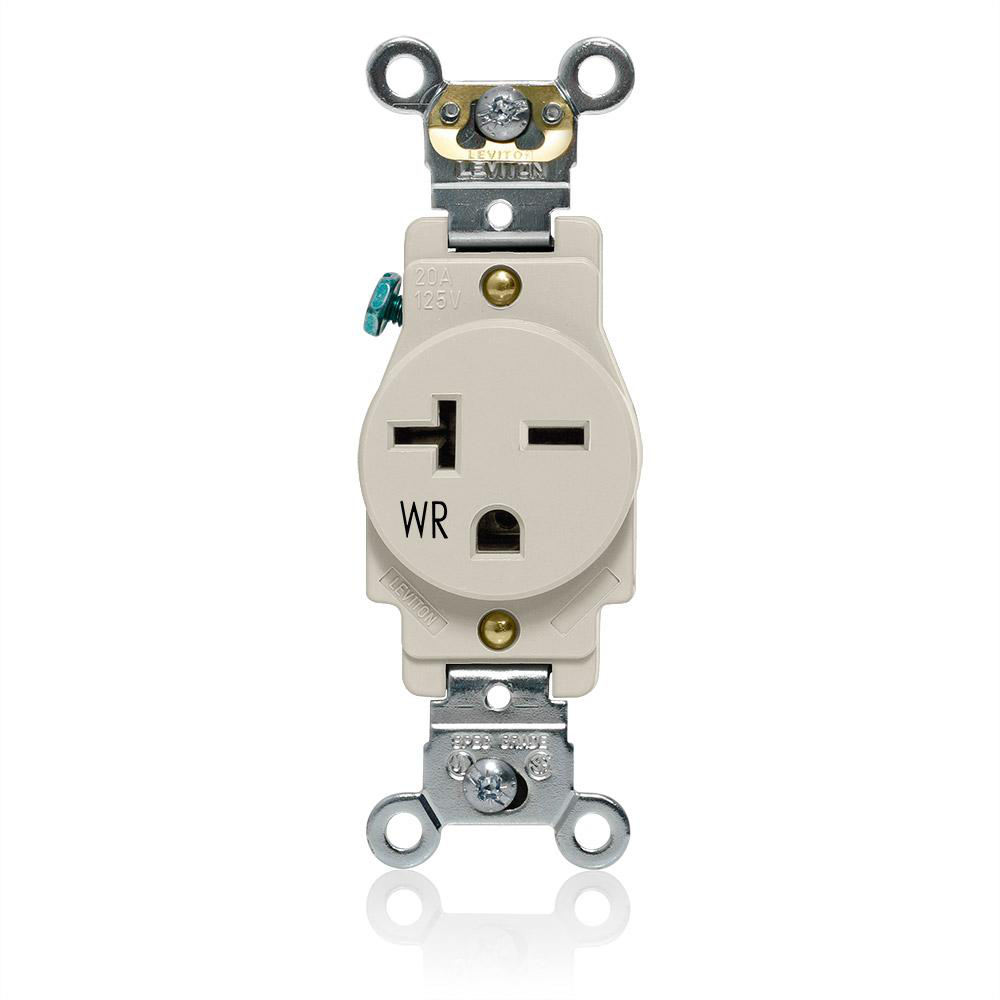 Product image for Weather-Resistant Single Receptacle, 20 Amp, 250 Volt