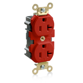 Product image for Receptacle duplex smooth face 20A 125V red