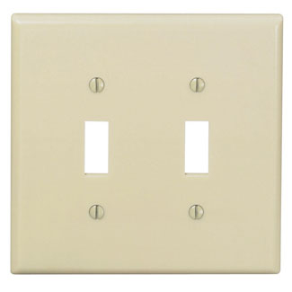 Product image for Wallplate midway 2-gang 2-toggle thermoplastic ivory