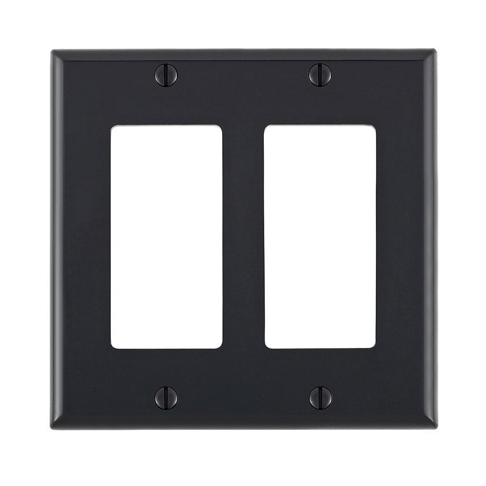 Product image for Wallplate Decora/GFCI device 2G thermoplastic black