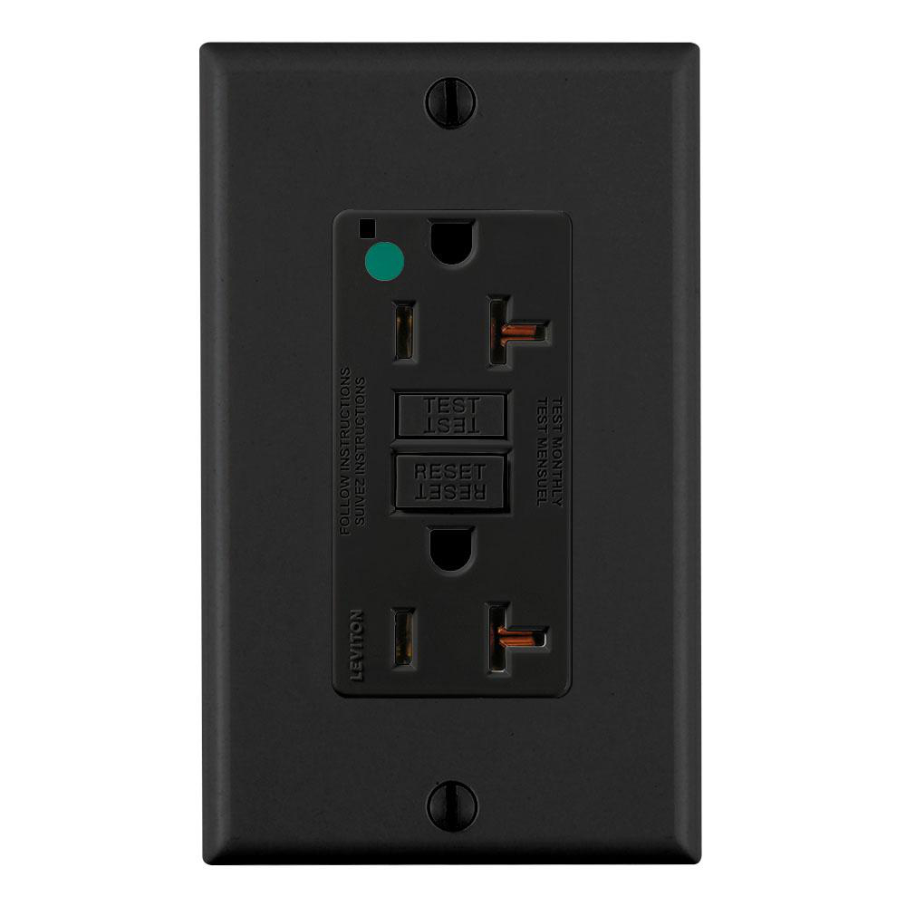 Product image for Receptacle GFCI hospital grade standard 20A 125V black