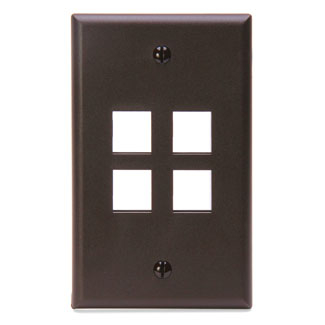 Product image for Plate wall connector 1-gang 4-port brown