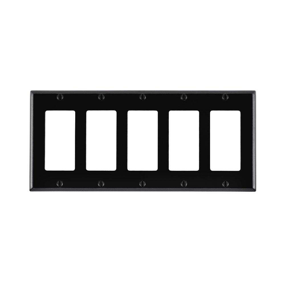 Product image for Wallplate standard 5-gang thermoset black