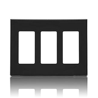 Product image for Wallplate screwless 3-gang polycarbonate black
