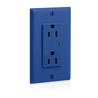 Product image for Receptacle straight Decora 2P3W 125V 15A blue