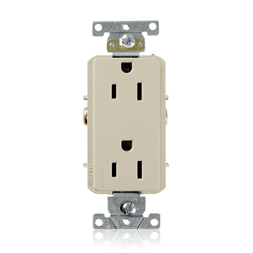 Product image for Receptacle straight duplex 2P 3W 125V 15AMP ivory