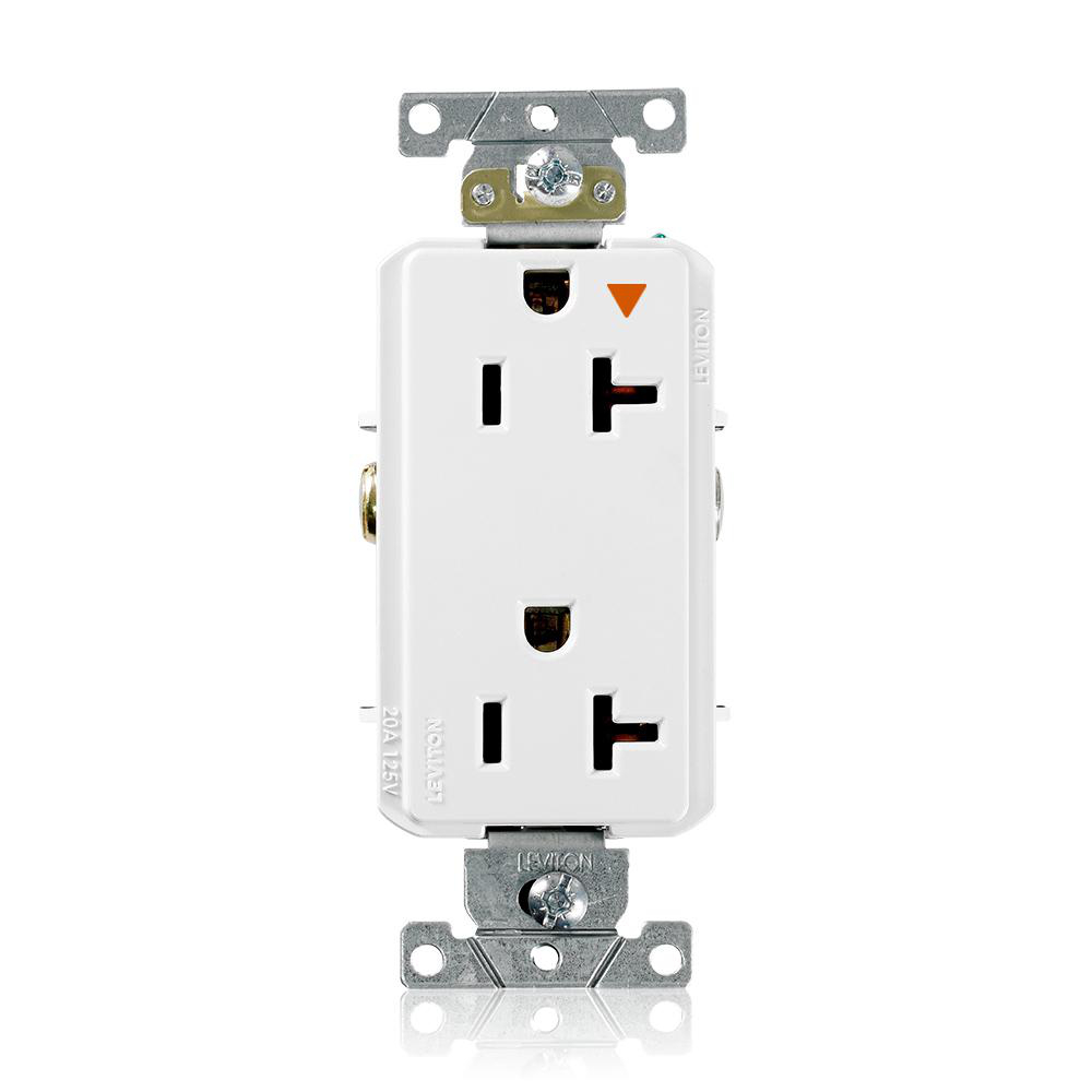 Product image for 20 Amp Decora Plus Isolated Ground Duplex Receptacle/Outlet, Industrial Grade,