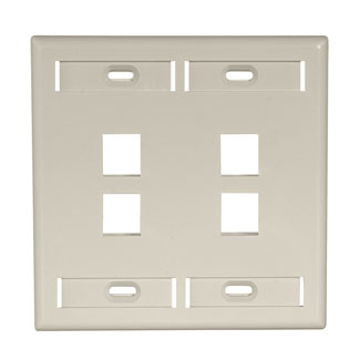 Product image for Plate wall 2-gang 4-port ID windows plastic ivory