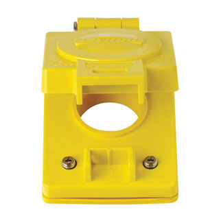Product image for Receptacle with flip lid locking/straight blade 1-gang 15/15AMP yellow