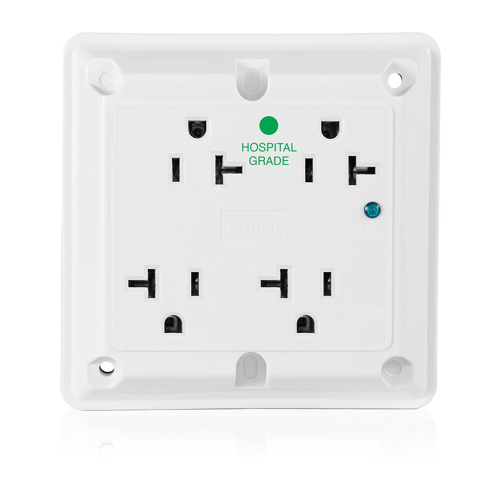 Product image for Receptacle 4-in-1 surge protective 2-pole 20A 125V white