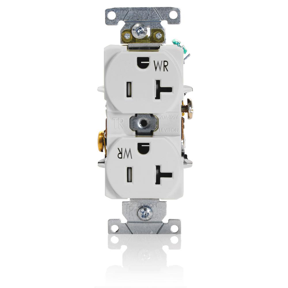 Product image for Receptacle straight duplex weather & tamper resistant 2P 3W 125V 20AMP white