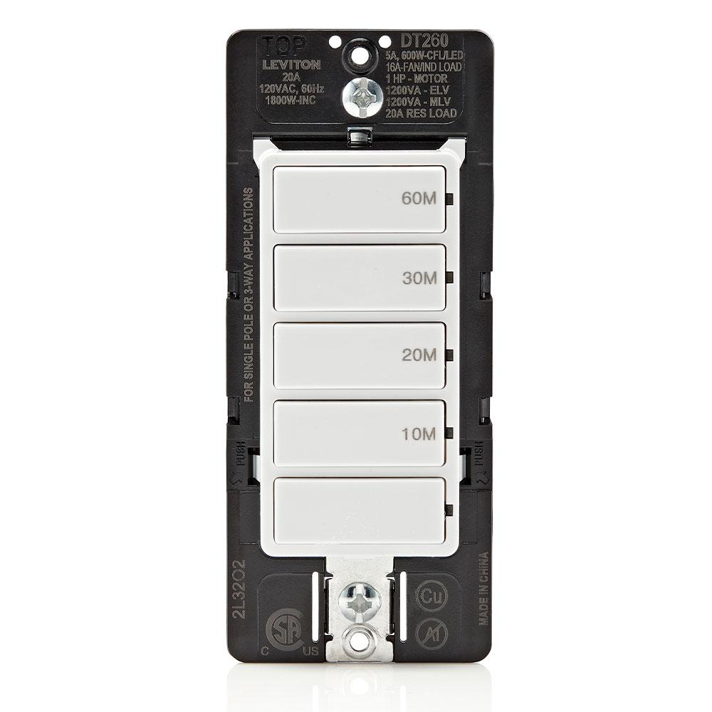 Product image for LEVITON DT260-1LW WH 20A SP DEC TIMER 5KEY 10/20/30/60M