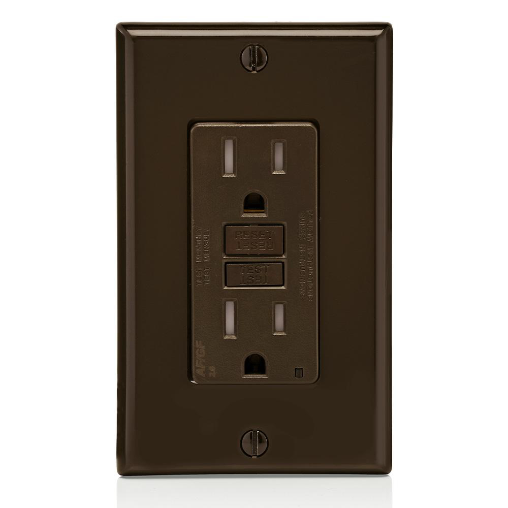 Product image for Receptacle dual function AFCI/GFCI 125V 15A brown
