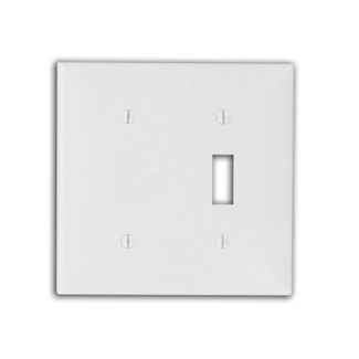 Product image for Wallplate/faceplate combination standard 2-gang 1-toggle 1-blank thermoplastic white
