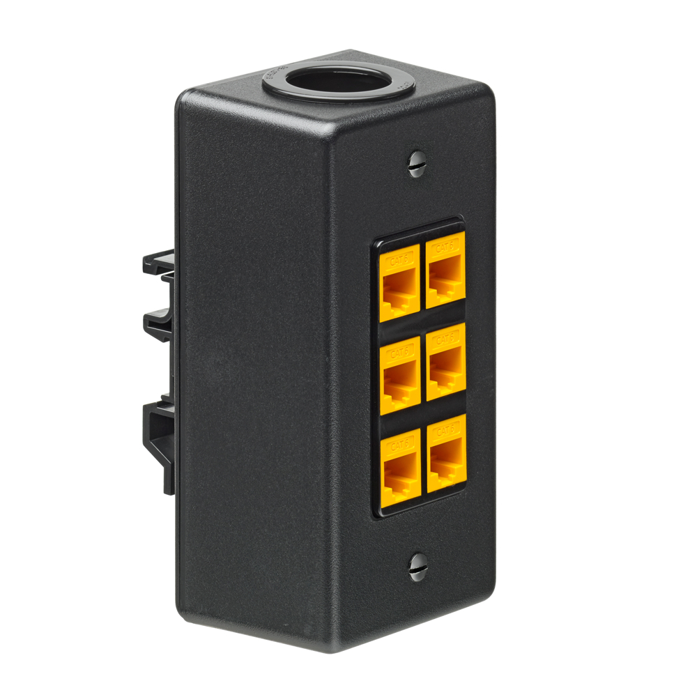Product image for QUICKPORT™ 6-Port DIN Rail-Mount Box, Black