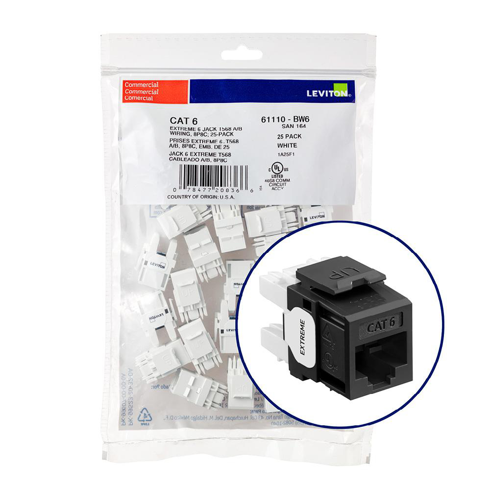Product image for Connector UTP CAT-6 component-rated plastic black 25/bag