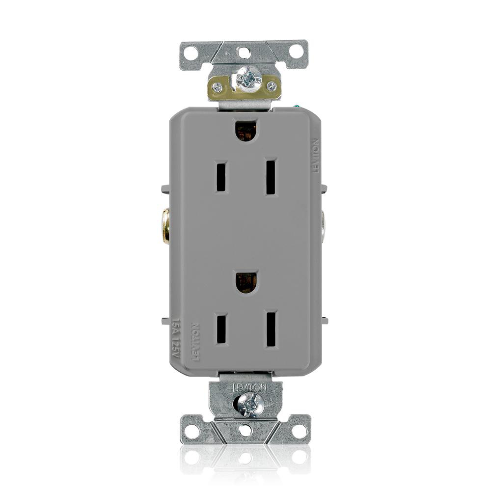 Product image for Receptacle straight duplex 2P 3W 125V 15AMP grey
