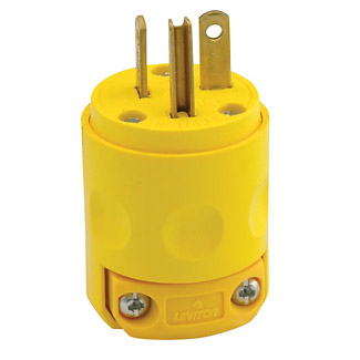 Product image for Plug straight 2P3W 125V 20A yellow PVC