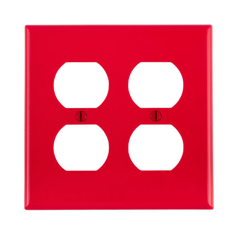 Product image for Wallplate standard 2-gang duplex receptacle thermoplastic red