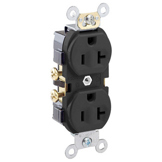 Product image for Receptacle straight duplex narrow body 2P 3W 125V 20AMP black