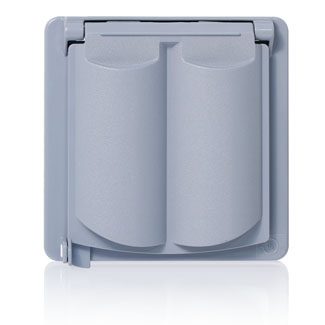 Product image for 2-Gang Weatherproof Cover, Polycarbonate, Gray