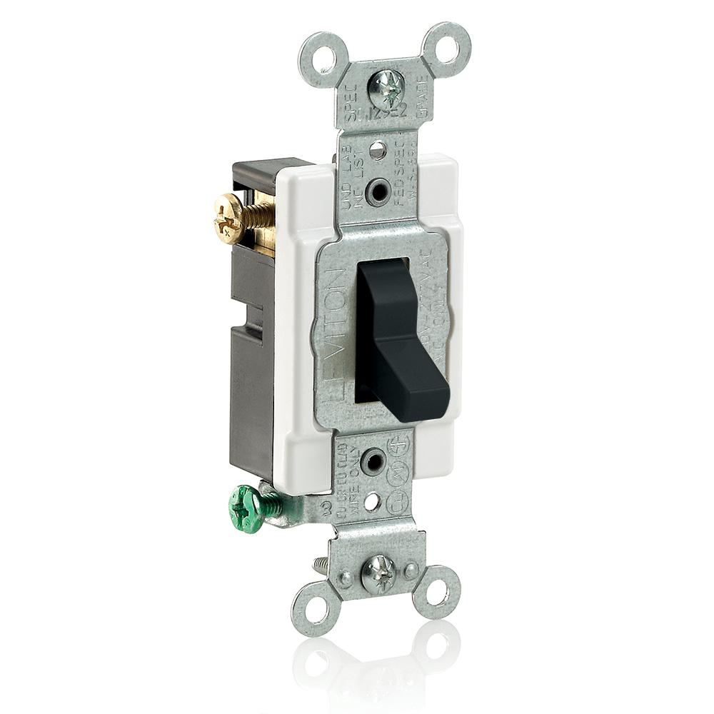Product image for Switch toggle commercial AC quiet 3-way 120/277V 20AMP black