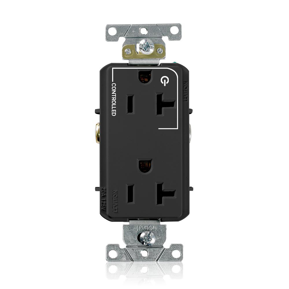 Product image for 20 Amp Decora Plus Duplex Receptacle/Outlet, Industrial Grade, Self-Grounding,