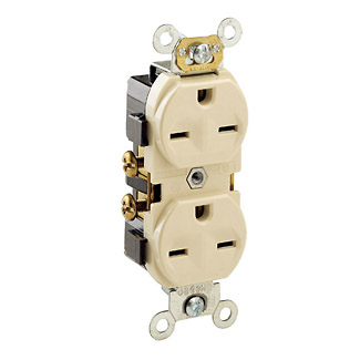 Product image for Receptacle straight 2P3W 250V 15A ivory