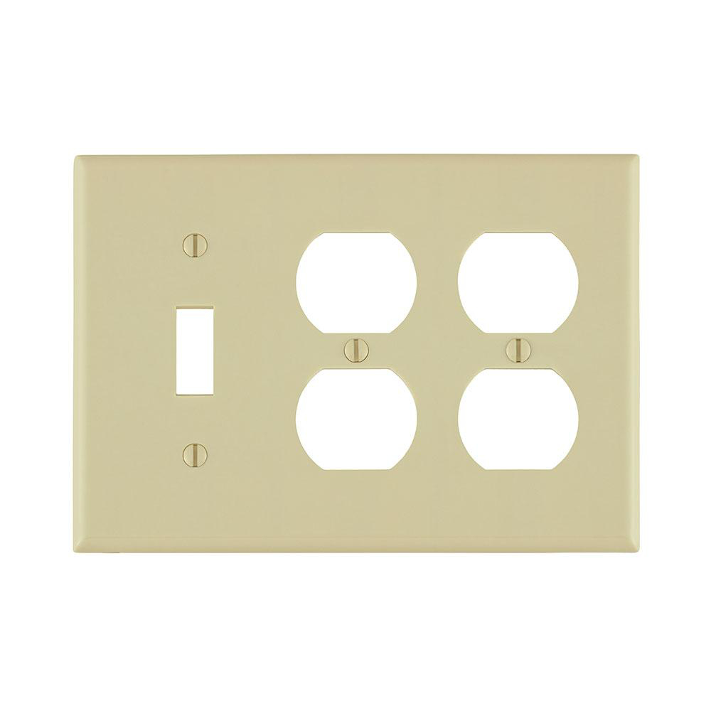 Product image for Wallplate combination 3G 1 toggle 2 duplex ivory
