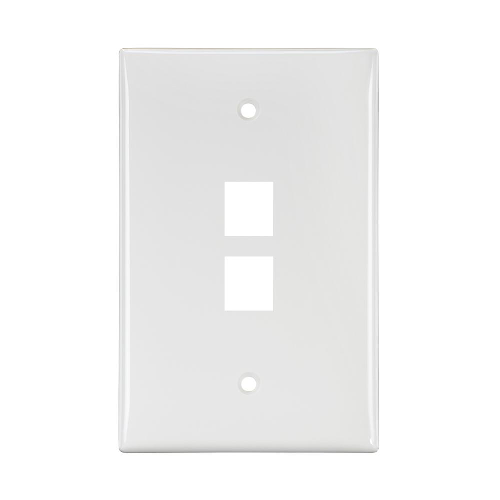 Product image for Wallplate midsize 1-gang 2-port nylon white
