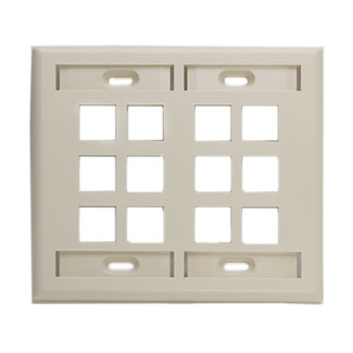 Product image for Plate wall 2-gang 12-port ID windows plastic ivory